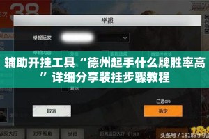辅助开挂工具“德州起手什么牌胜率高”详细分享装挂步骤教程