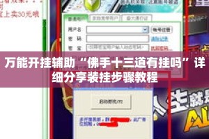 万能开挂辅助“佛手十三道有挂吗”详细分享装挂步骤教程