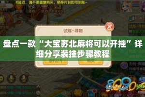 盘点一款“大宝苏北麻将可以开挂”详细分享装挂步骤教程