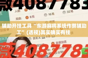 辅助开挂工具“东游麻将系统作弊辅助工”(透视)其实确实有挂 
