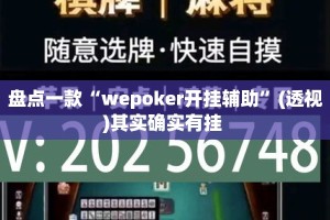 盘点一款“wepoker开挂辅助”(透视)其实确实有挂 
