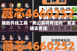 辅助开挂工具“黄山麻将有挂吗”其实确实有挂