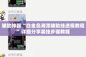 辅助神器“白金岛湘潭辅助挂透视教程”详细分享装挂步骤教程
