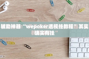 辅助神器“wepoker透视挂教程”其实确实有挂