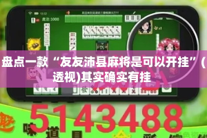 盘点一款“友友沛县麻将是可以开挂”(透视)其实确实有挂 