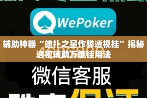 辅助神器“德扑之星作弊透视挂”揭秘透视辅助万能挂用法
