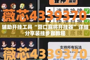 辅助开挂工具“营口麻将开挂器”详细分享装挂步骤教程