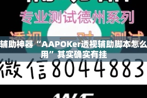 辅助神器“AAPOKer透视辅助脚本怎么用”其实确实有挂