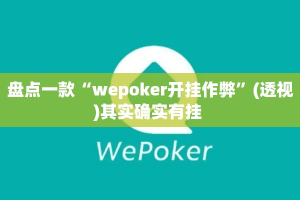 盘点一款“wepoker开挂作弊”(透视)其实确实有挂 