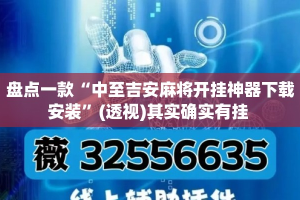 盘点一款“中至吉安麻将开挂神器下载安装”(透视)其实确实有挂 