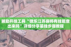 辅助开挂工具“微乐江苏麻将有挂能查出来吗”详细分享装挂步骤教程