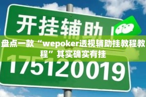 盘点一款“wepoker透视辅助挂教程教程”其实确实有挂