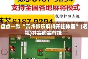 盘点一款“贵州微乐麻将开挂神器”(透视)其实确实有挂 