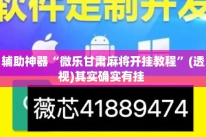 辅助神器“微乐甘肃麻将开挂教程”(透视)其实确实有挂 