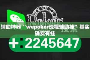 辅助神器“wepoker透视辅助挂”其实确实有挂