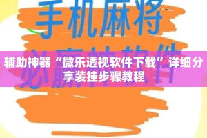辅助神器“微乐透视软件下载”详细分享装挂步骤教程
