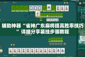 辅助神器“雀神广东麻将提高胜率技巧”详细分享装挂步骤教程