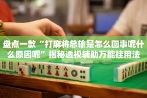 盘点一款“打麻将总输是怎么回事呢什么原因呢”揭秘透视辅助万能挂用法