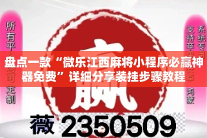 盘点一款“微乐江西麻将小程序必赢神器免费”详细分享装挂步骤教程