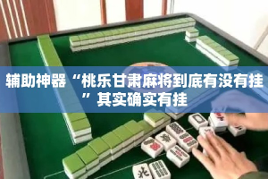辅助神器“桃乐甘肃麻将到底有没有挂”其实确实有挂