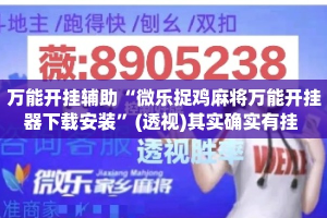 万能开挂辅助“微乐捉鸡麻将万能开挂器下载安装”(透视)其实确实有挂 