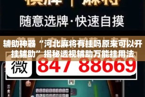 辅助神器“河北麻将有挂吗原来可以开挂辅助”揭秘透视辅助万能挂用法