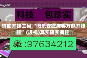 辅助开挂工具“微乐安徽麻将万能开挂器”(透视)其实确实有挂 