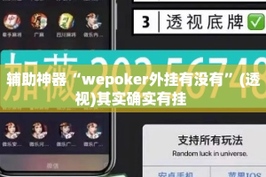 辅助神器“wepoker外挂有没有”(透视)其实确实有挂 