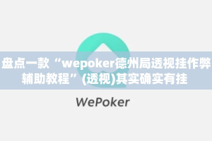 盘点一款“wepoker德州局透视挂作弊辅助教程”(透视)其实确实有挂 