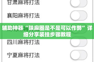 辅助神器“陕麻圈是不是可以作弊”详细分享装挂步骤教程