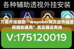 万能开挂辅助“wepoker网页版外挂透视辅助通用”其实确实有挂