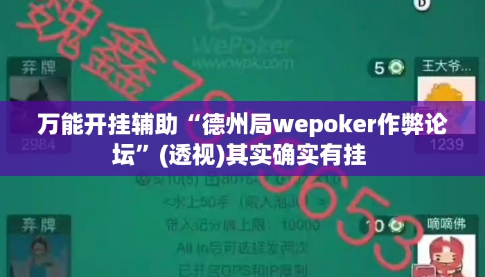 万能开挂辅助“德州局wepoker作弊论坛	”(透视)其实确实有挂 