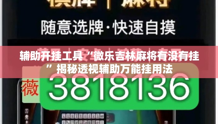 辅助开挂工具“微乐吉林麻将有没有挂”揭秘透视辅助万能挂用法