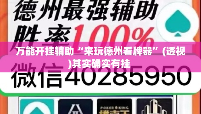 万能开挂辅助“来玩德州看牌器	”(透视)其实确实有挂 