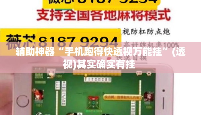 辅助神器“手机跑得快透视万能挂	”(透视)其实确实有挂 