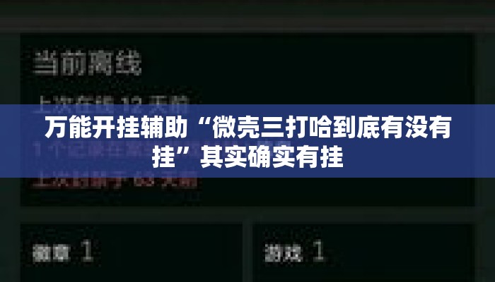 万能开挂辅助“微壳三打哈到底有没有挂”其实确实有挂
