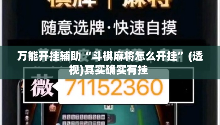 万能开挂辅助“斗棋麻将怎么开挂”(透视)其实确实有挂 