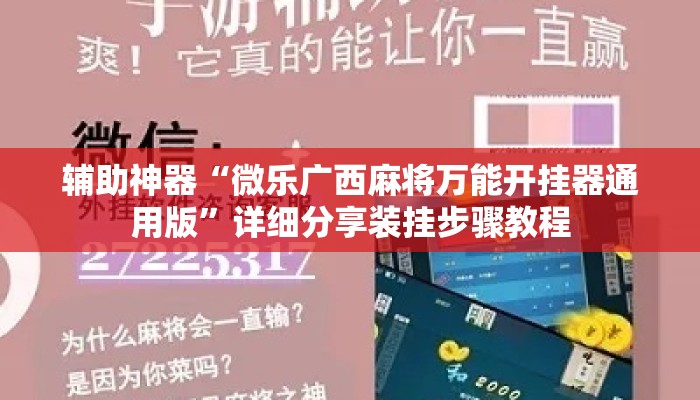 辅助神器“微乐广西麻将万能开挂器通用版	”详细分享装挂步骤教程