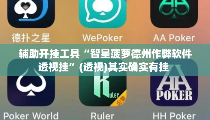 辅助开挂工具“智星菠萝德州作弊软件透视挂”(透视)其实确实有挂 