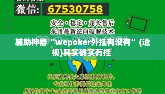 辅助神器“wepoker外挂有没有”(透视)其实确实有挂 