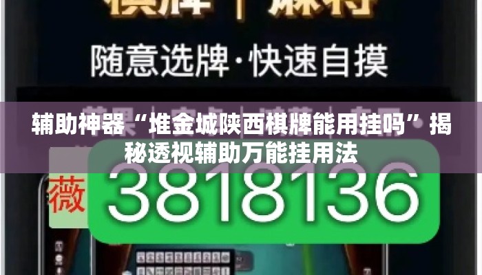 辅助神器“堆金城陕西棋牌能用挂吗”揭秘透视辅助万能挂用法