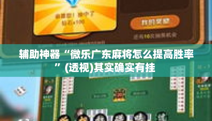 辅助神器“微乐广东麻将怎么提高胜率”(透视)其实确实有挂 