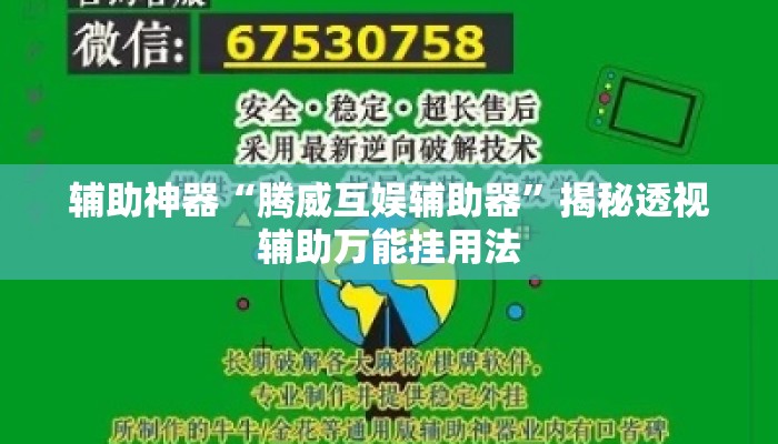辅助神器“腾威互娱辅助器	”揭秘透视辅助万能挂用法