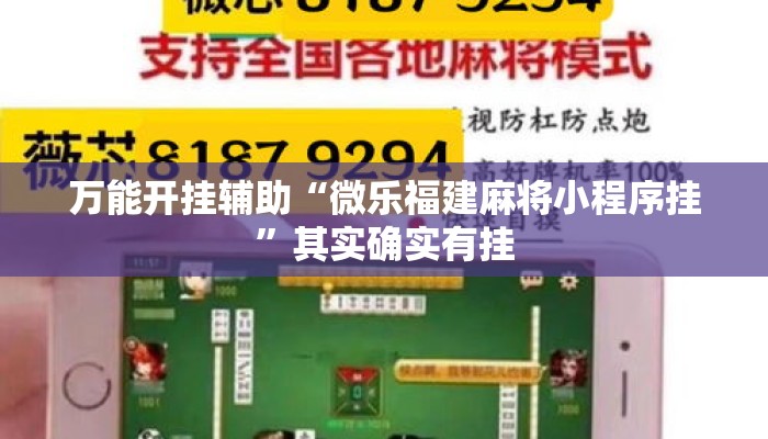 万能开挂辅助“微乐福建麻将小程序挂”其实确实有挂