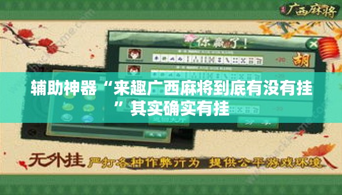 辅助神器“来趣广西麻将到底有没有挂”其实确实有挂