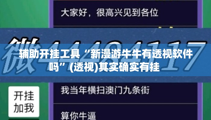 辅助开挂工具“新漫游牛牛有透视软件吗”(透视)其实确实有挂 