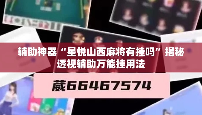 辅助神器“星悦山西麻将有挂吗	”揭秘透视辅助万能挂用法