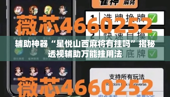 辅助神器“星悦山西麻将有挂吗”揭秘透视辅助万能挂用法