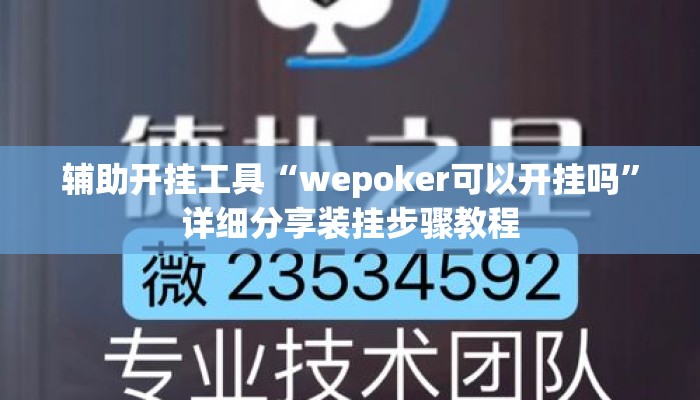 辅助开挂工具“wepoker可以开挂吗	”详细分享装挂步骤教程