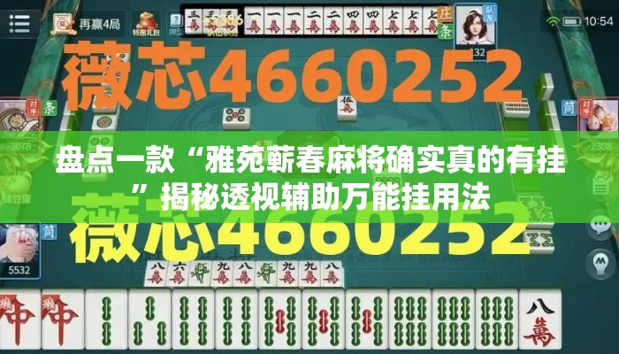 盘点一款“雅苑蕲春麻将确实真的有挂”揭秘透视辅助万能挂用法